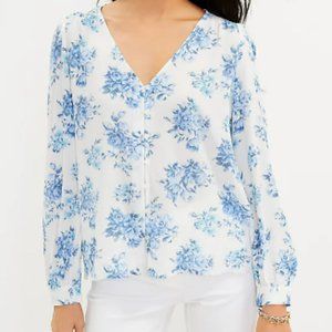 Loft Bouquet V-Neck Button Blouse